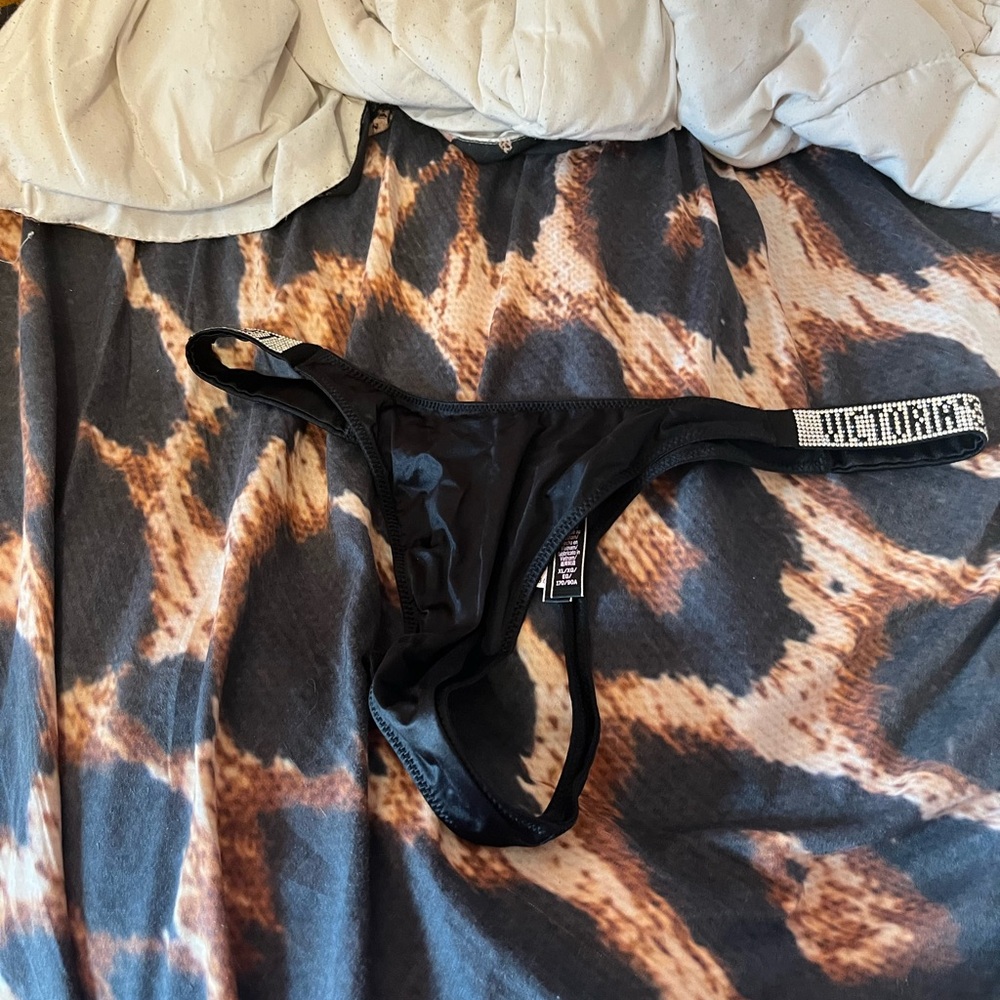 Victoria's Secret Black Rhinestone xl thong